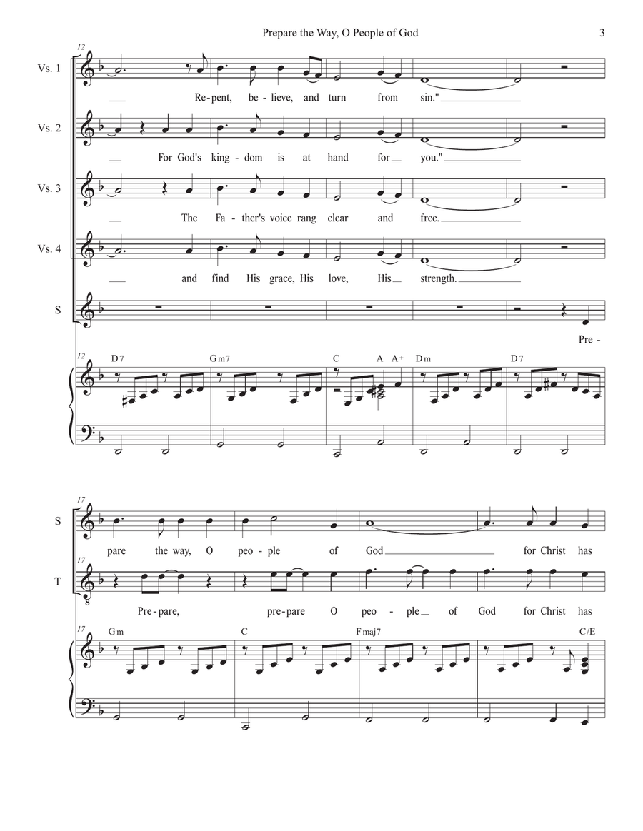 Prepare the Way, O People of God (Duet for Soprano and Tenor solo) Tenor Voice scores gallery preview page 3