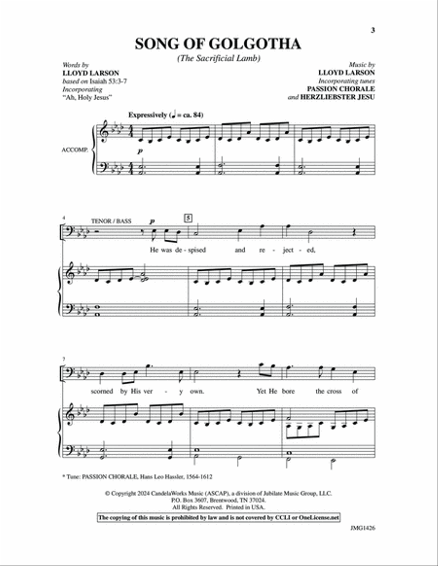 Song of Golgotha (The Passion Song) 4-Part scores gallery preview page 2
