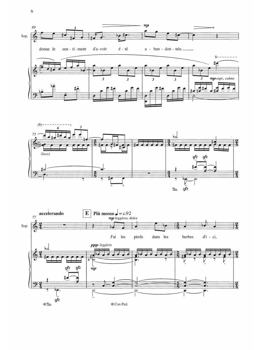 Cinq reflets (vocal score) Voice Solo scores gallery preview page 6