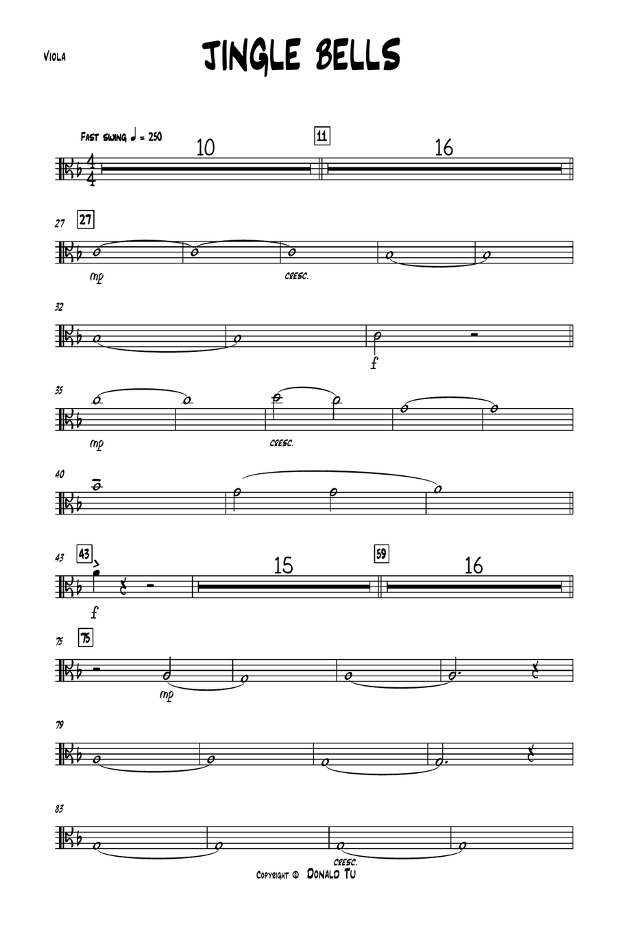 Jingle Bells (ver. Michael Buble)- Violas Jazz Ensemble scores gallery preview page 1