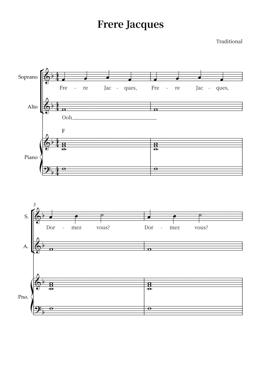 Frere Jacques (Are You Sleeping?) SA scores gallery preview page 1