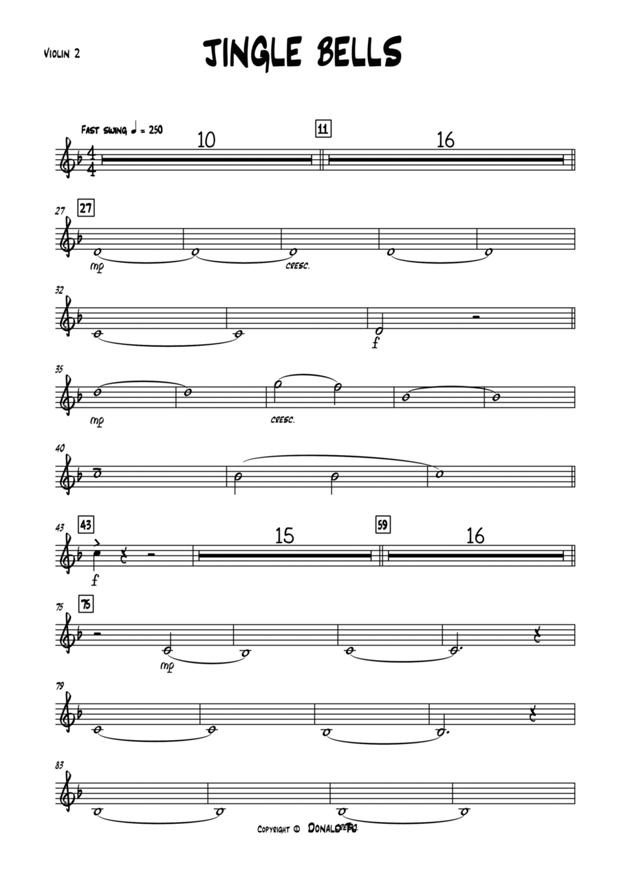 Jingle Bells (ver. Michael Buble)- Violins 2 Jazz Ensemble scores gallery preview page 1