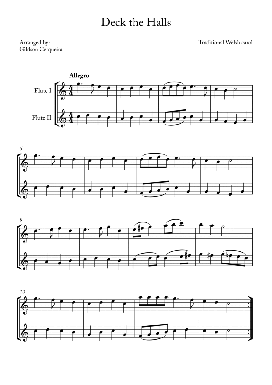 Deck the Hall Deck the Hall Flute Duet scores gallery preview page 1