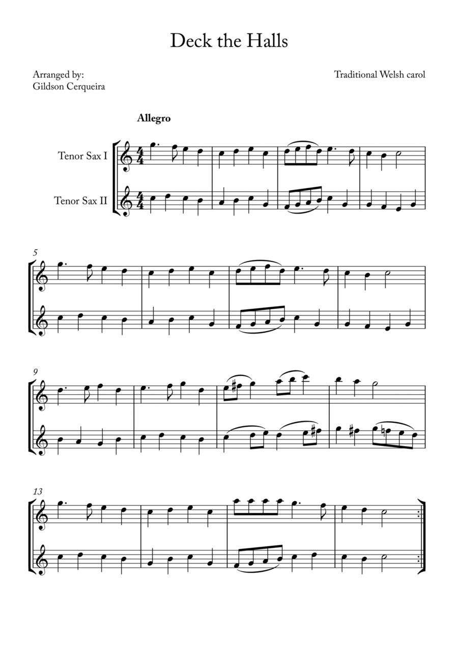 Deck the Hall Deck the Hall Woodwind Duet scores gallery preview page 1