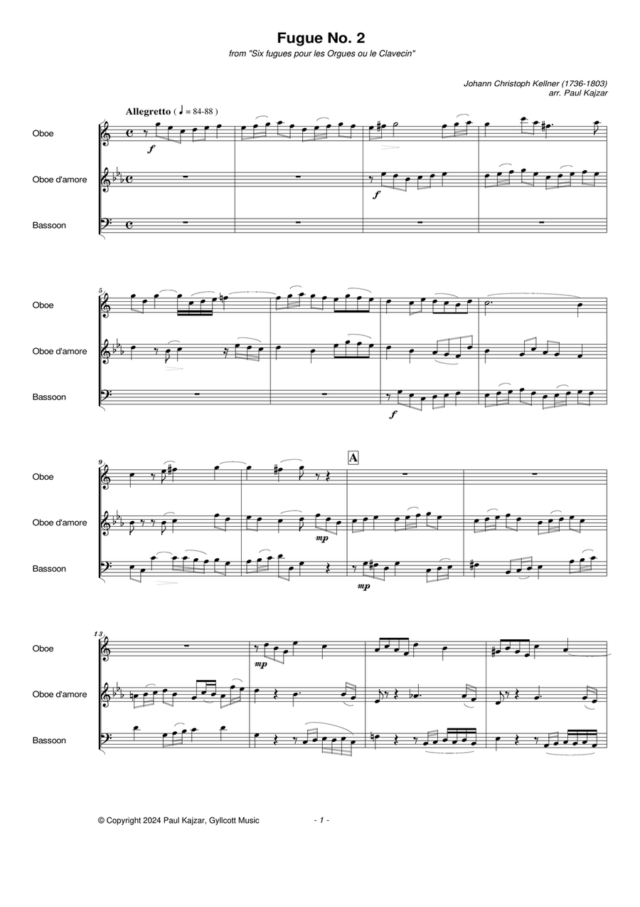 Fugue No. 2 (Oboe, Oboe d'amore and Bassoon) Woodwind Trio scores gallery preview page 2