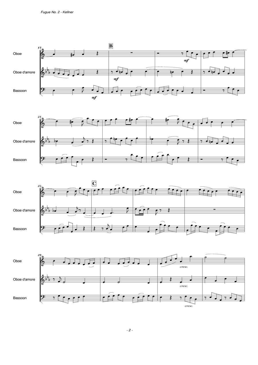 Fugue No. 2 (Oboe, Oboe d'amore and Bassoon) Woodwind Trio scores gallery preview page 3