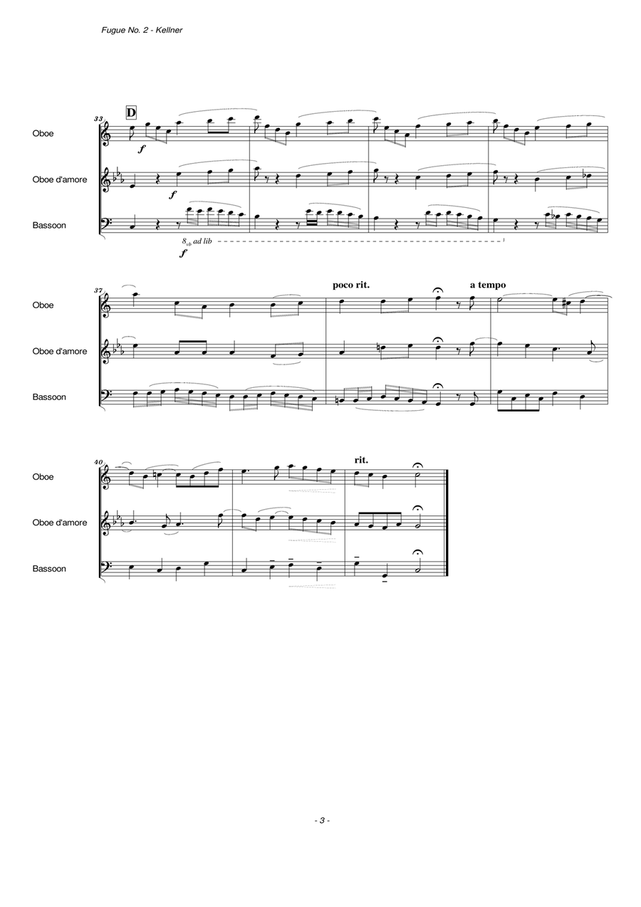 Fugue No. 2 (Oboe, Oboe d'amore and Bassoon) Woodwind Trio scores gallery preview page 4