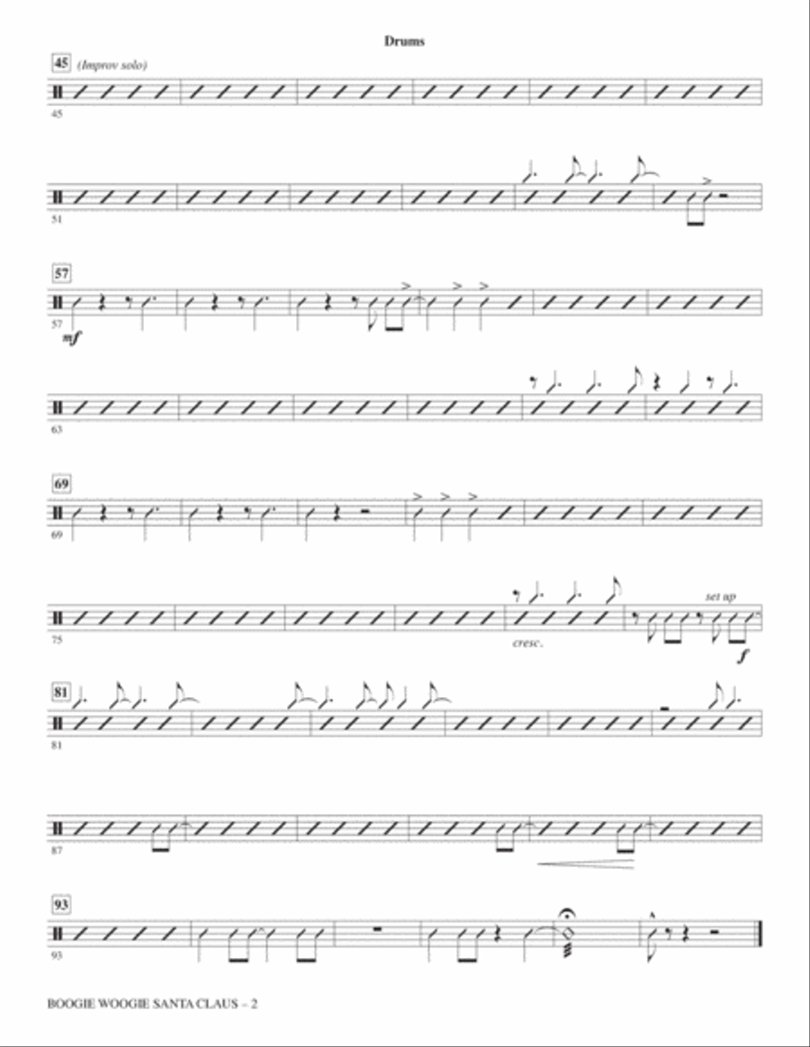 Boogie Woogie Santa Claus (arr. Greg Jasperse) - Drums Choir scores gallery preview page 2