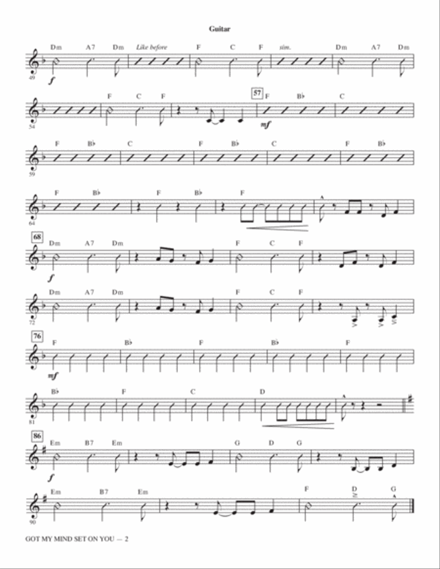 Got My Mind Set On You (arr. Alan Billingsley) - Guitar Choir scores gallery preview page 2