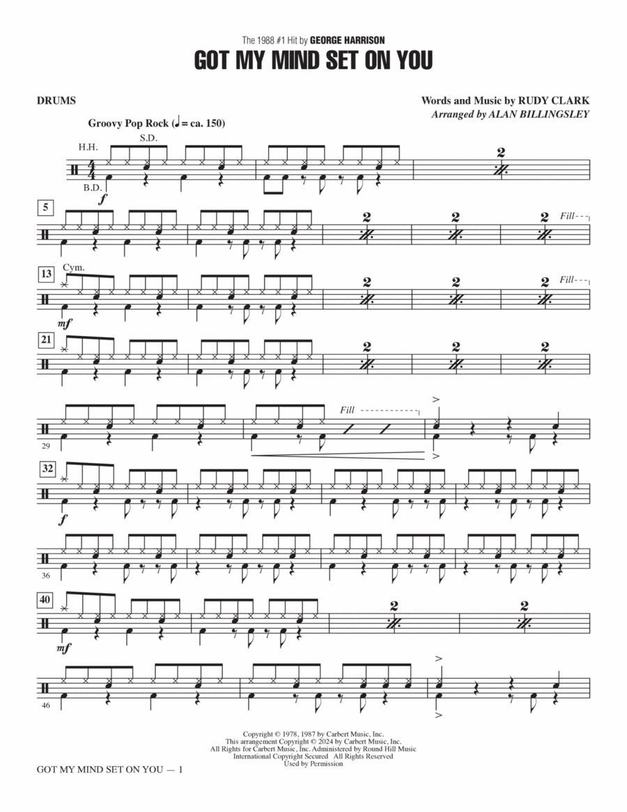 Got My Mind Set On You (arr. Alan Billingsley) - Drums Choir scores gallery preview page 1