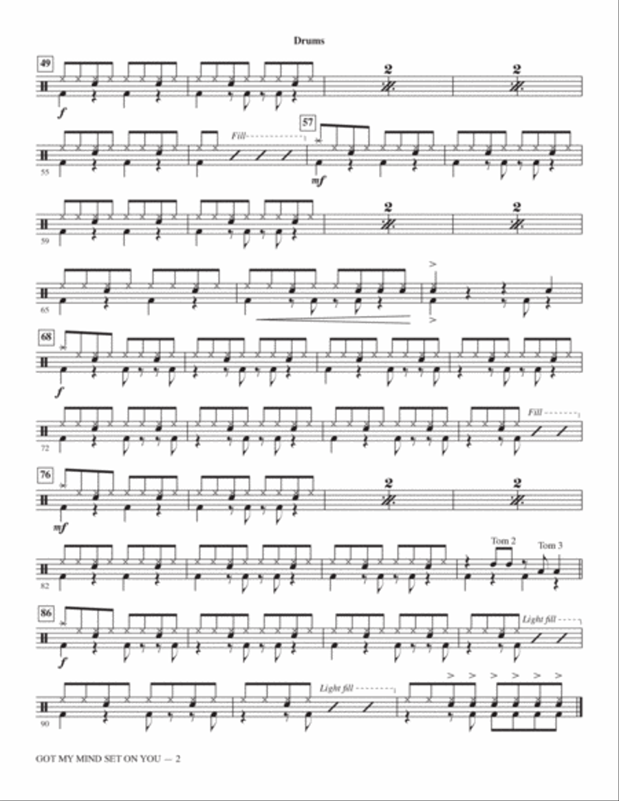 Got My Mind Set On You (arr. Alan Billingsley) - Drums Choir scores gallery preview page 2