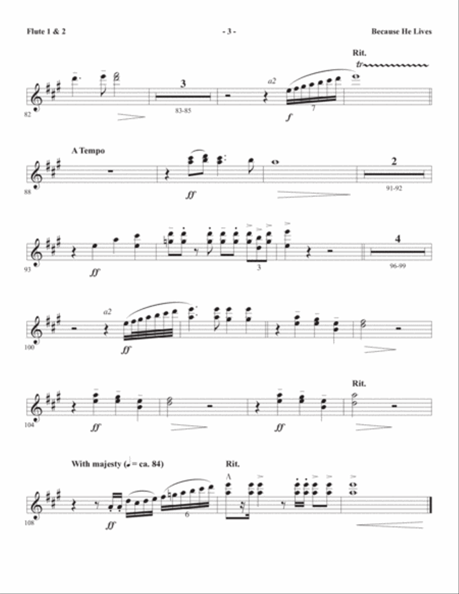 Because He Lives (arr. Joseph M. Martin) - Flute 1 & 2 Choir scores gallery preview page 3