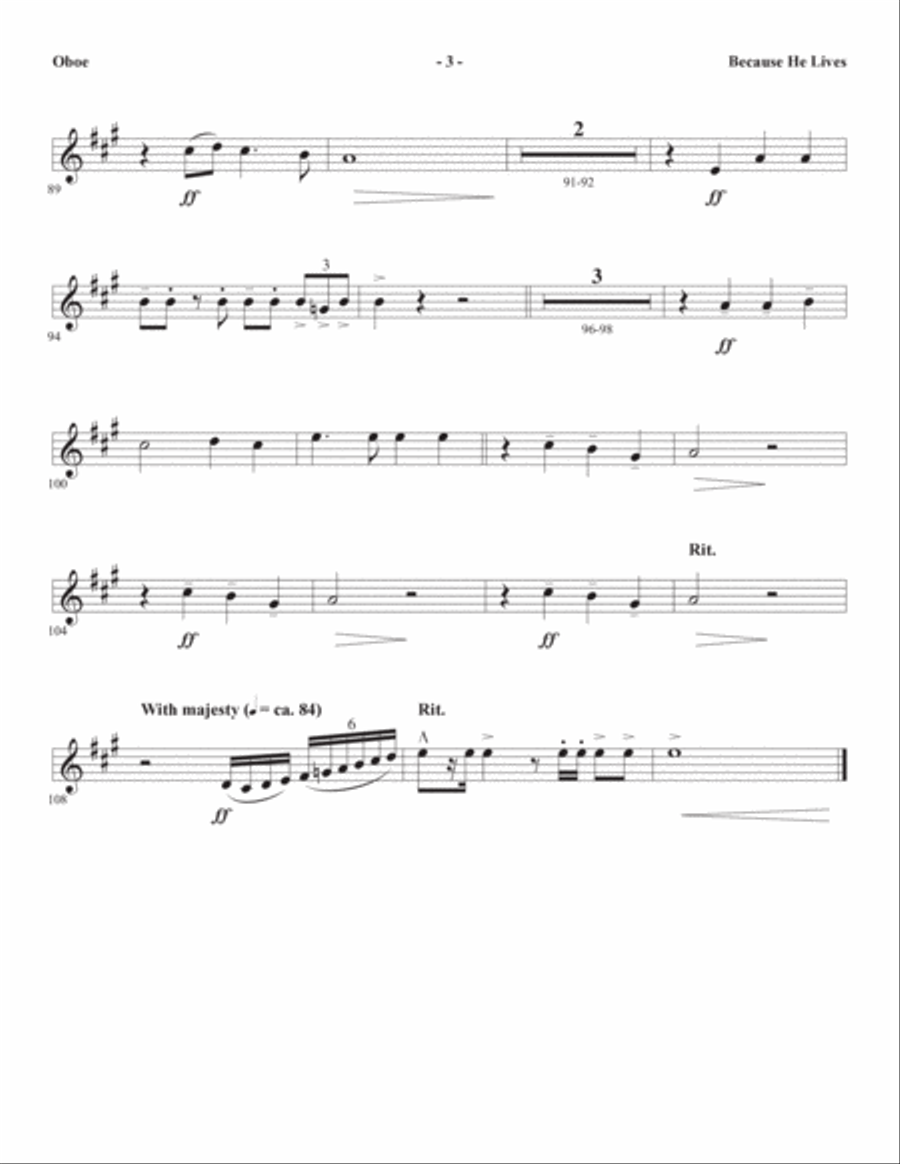 Because He Lives (arr. Joseph M. Martin) - Oboe Choir scores gallery preview page 3