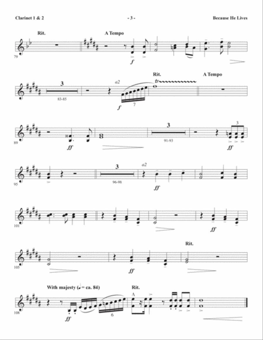 Because He Lives (arr. Joseph M. Martin) - Clarinet 1 & 2 Choir scores gallery preview page 3