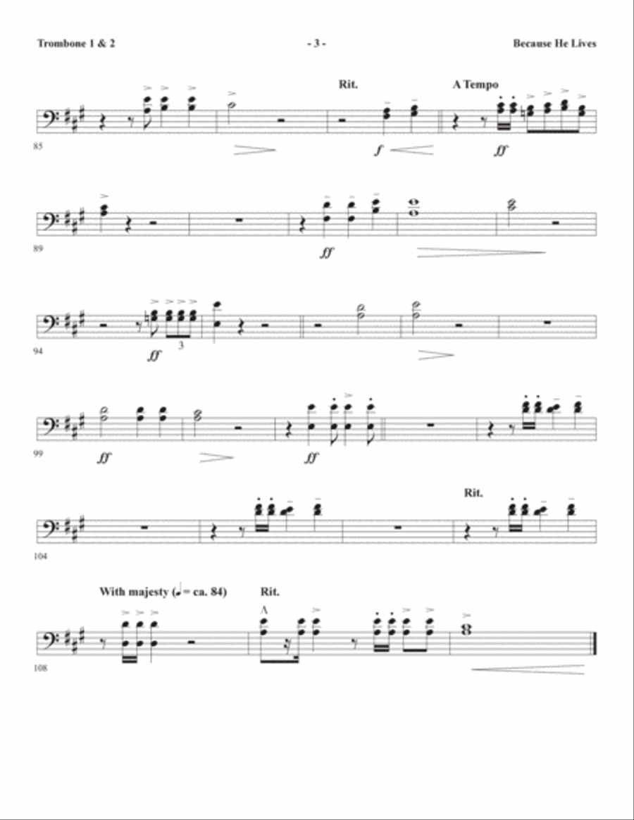 Because He Lives (arr. Joseph M. Martin) - Trombone 1 & 2 Choir scores gallery preview page 3