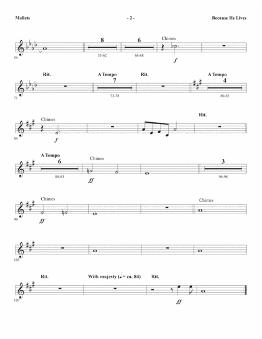 Because He Lives (arr. Joseph M. Martin) - Mallets Choir scores gallery preview page 2
