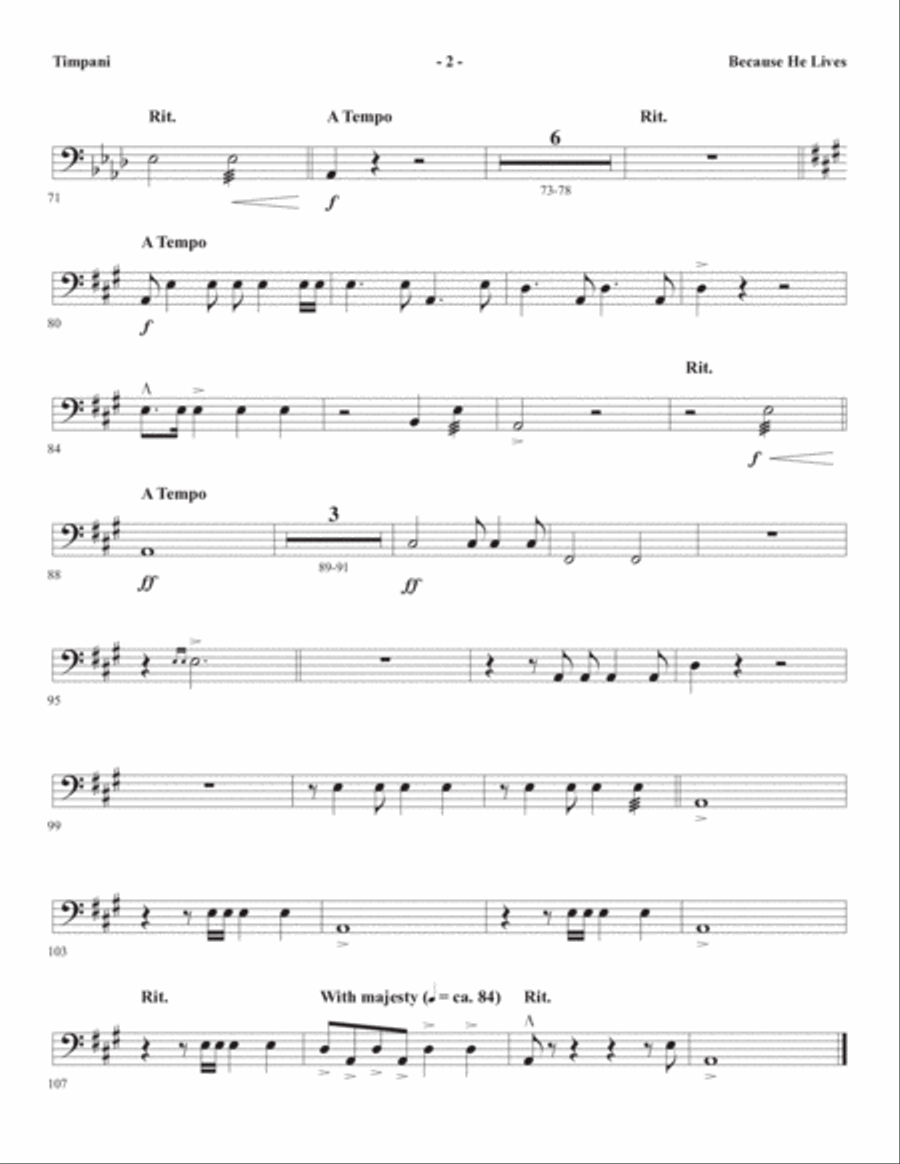 Because He Lives (arr. Joseph M. Martin) - Timpani Choir scores gallery preview page 2