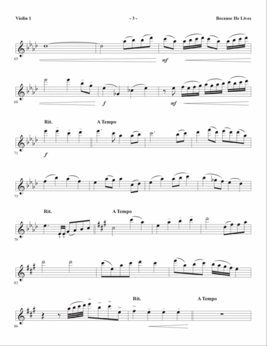 Because He Lives (arr. Joseph M. Martin) - Violin 1 Choir scores gallery preview page 3