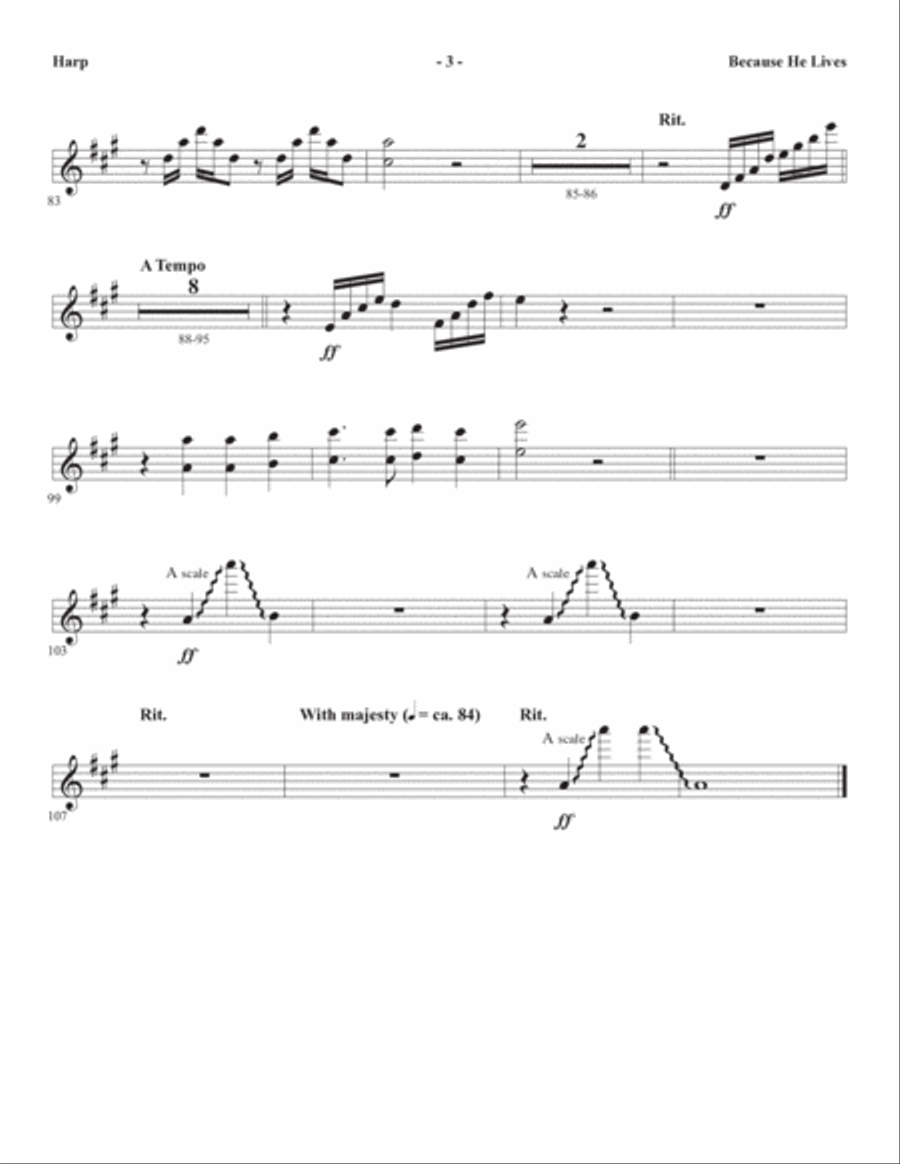 Because He Lives (arr. Joseph M. Martin) - Harp Choir scores gallery preview page 3