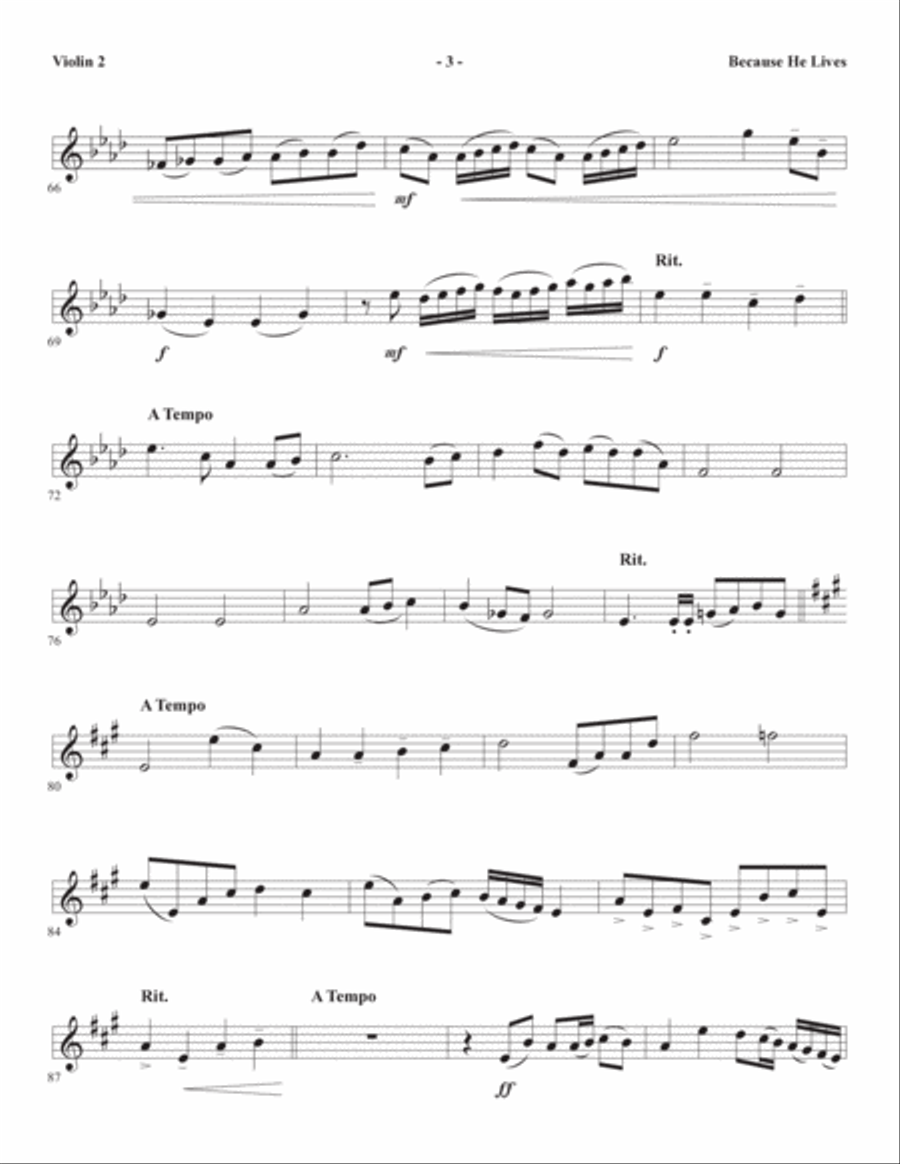 Because He Lives (arr. Joseph M. Martin) - Violin 2 Choir scores gallery preview page 3