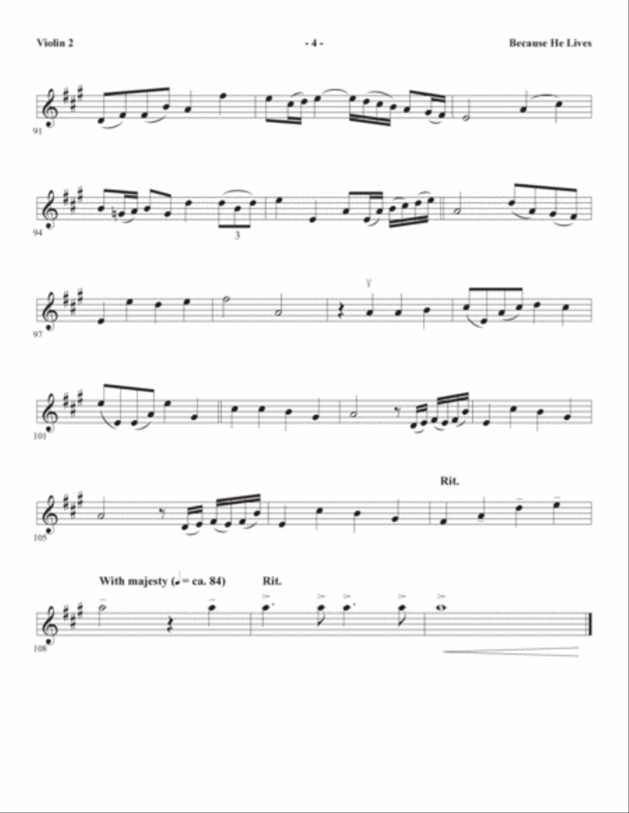 Because He Lives (arr. Joseph M. Martin) - Violin 2 Choir scores gallery preview page 4