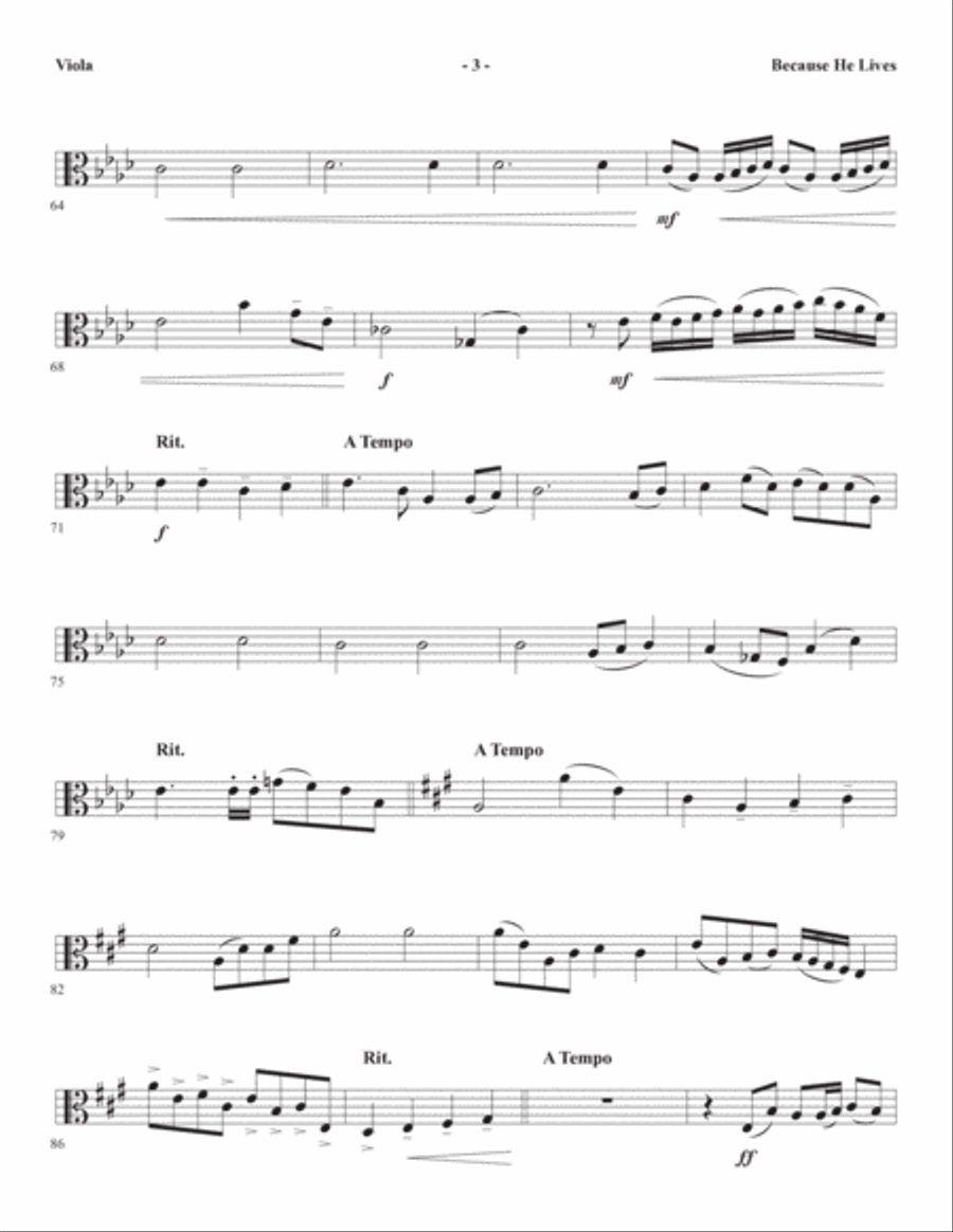 Because He Lives (arr. Joseph M. Martin) - Viola Choir scores gallery preview page 3