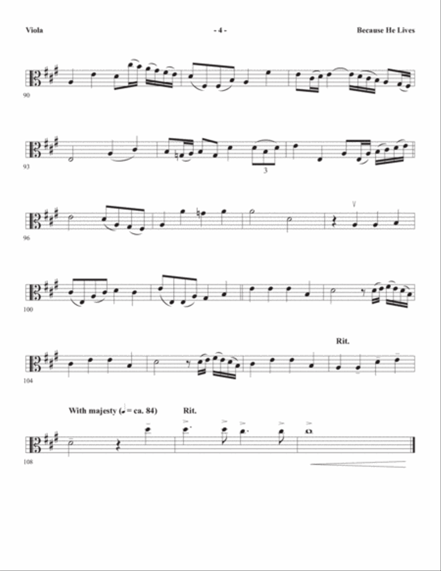 Because He Lives (arr. Joseph M. Martin) - Viola Choir scores gallery preview page 4
