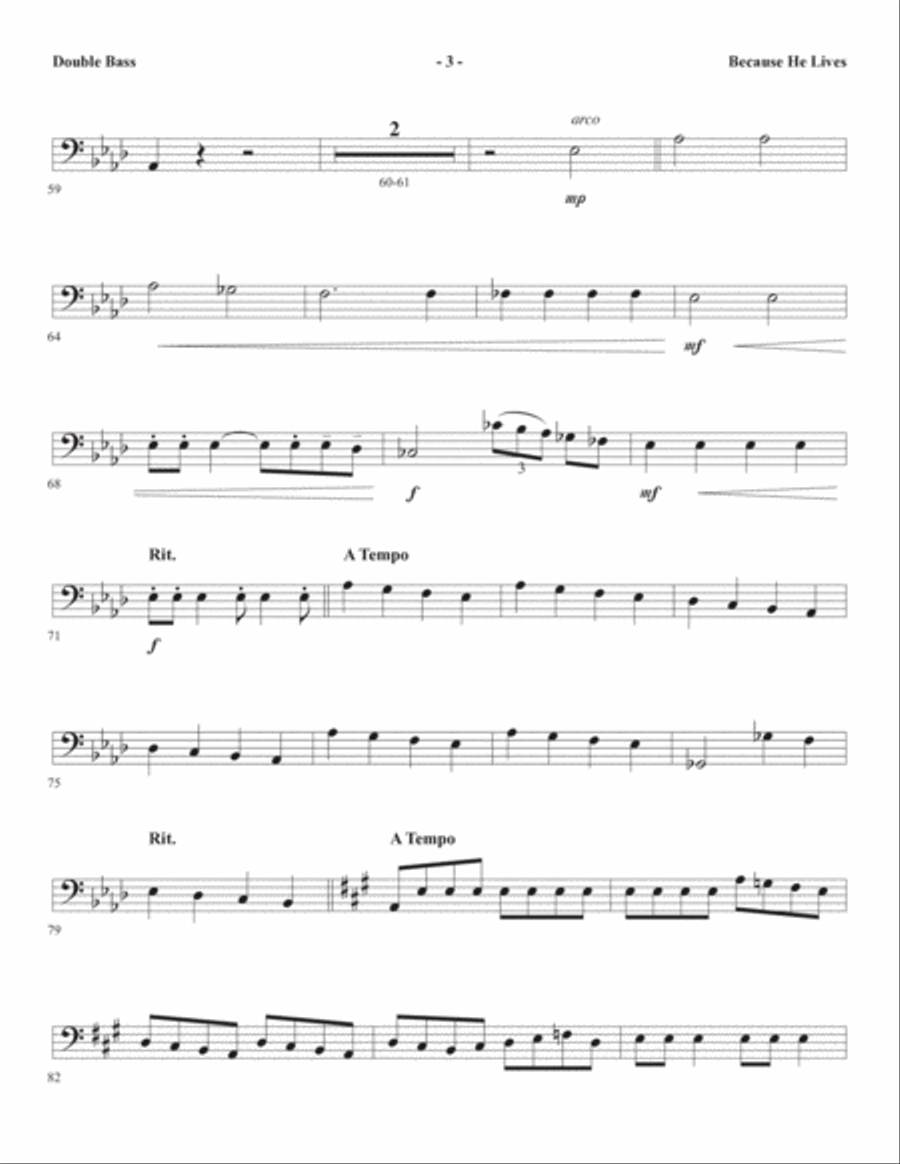 Because He Lives (arr. Joseph M. Martin) - Double Bass Choir scores gallery preview page 3
