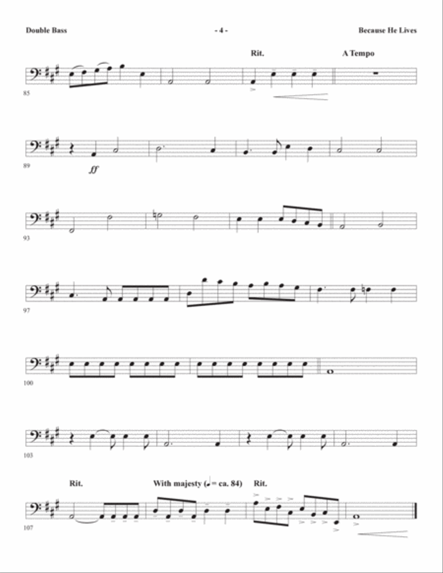Because He Lives (arr. Joseph M. Martin) - Double Bass Choir scores gallery preview page 4