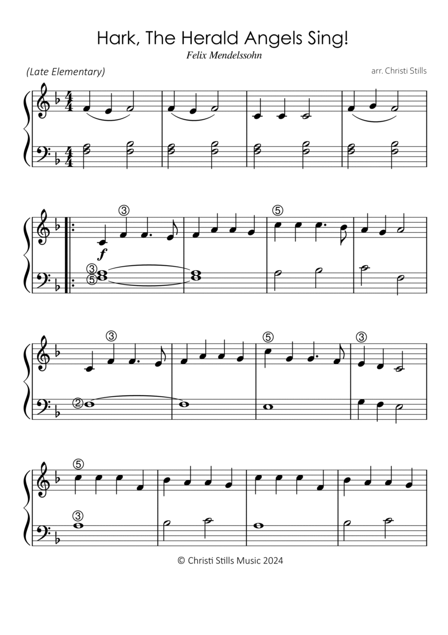 Hark, the Herald Angels Sing! (Late Elementary) Piano Method scores gallery preview page 1