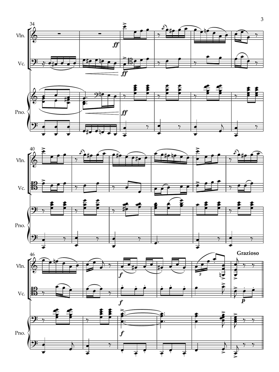 Moszkowski - Spanish Dances Op 12 Nos. 1-5 (complete set) arranged for Piano Trio Piano Trio scores gallery preview page 4