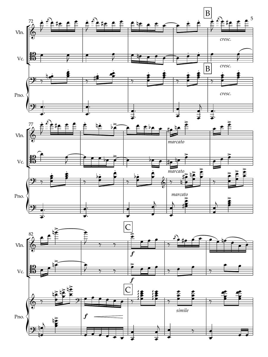 Moszkowski - Spanish Dances Op 12 Nos. 1-5 (complete set) arranged for Piano Trio Piano Trio scores gallery preview page 6