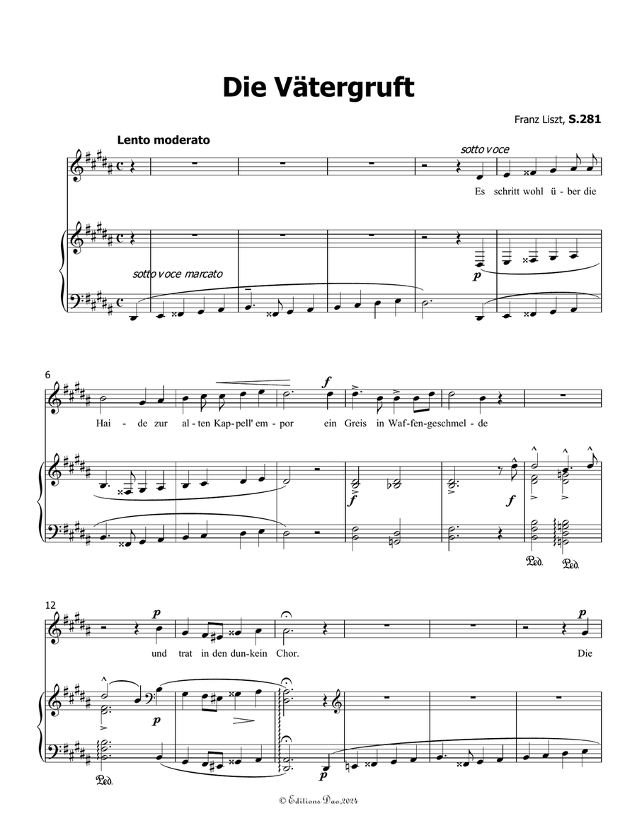 Die Vatergruft, by Liszt, S.281, in g sharp minor by Franz Liszt Piano, Vocal - Digital Sheet Music page 3