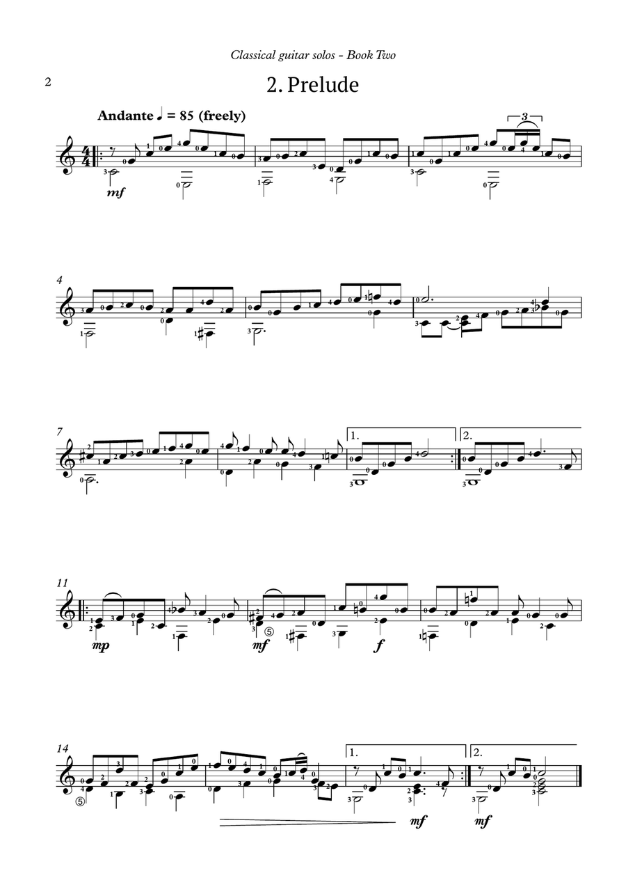 Classical guitar solos Book Two - Intermediate Acoustic Guitar scores gallery preview page 4