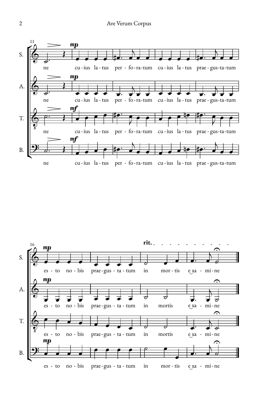 Ave Verum Corpus 4-Part scores gallery preview page 2