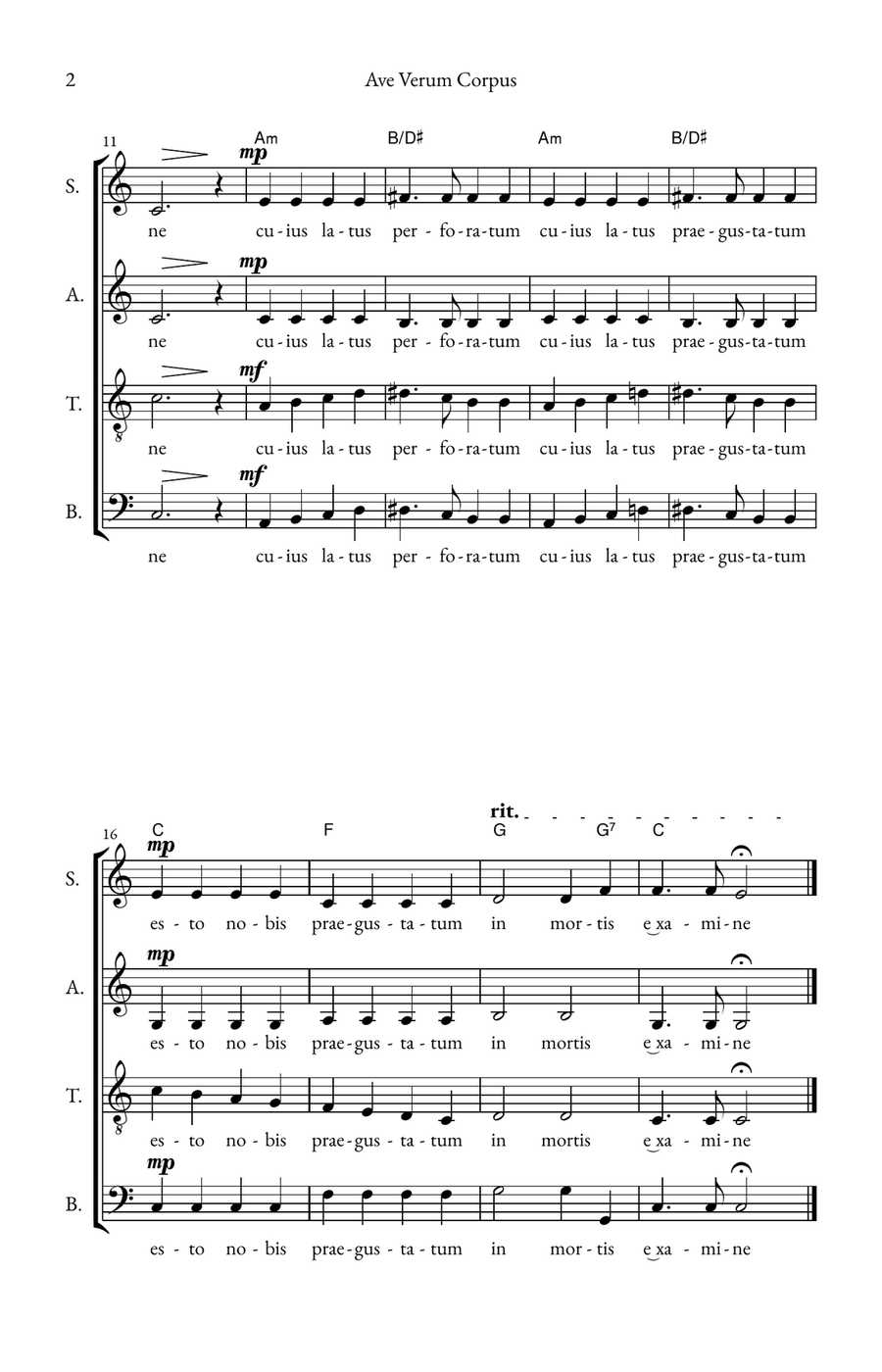 Ave Verum Corpus 4-Part scores gallery preview page 2