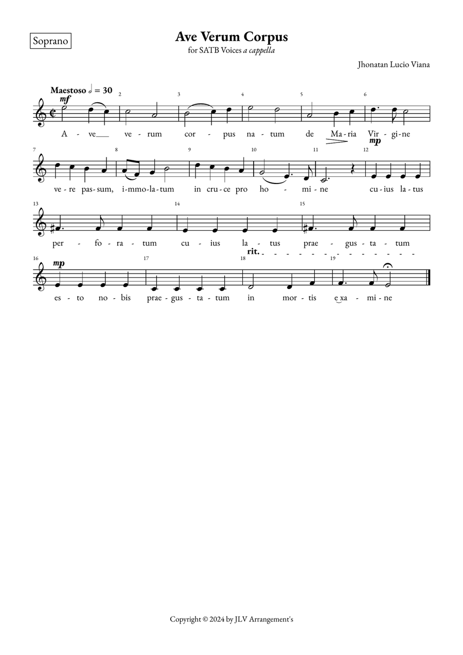 Ave Verum Corpus 4-Part scores gallery preview page 3