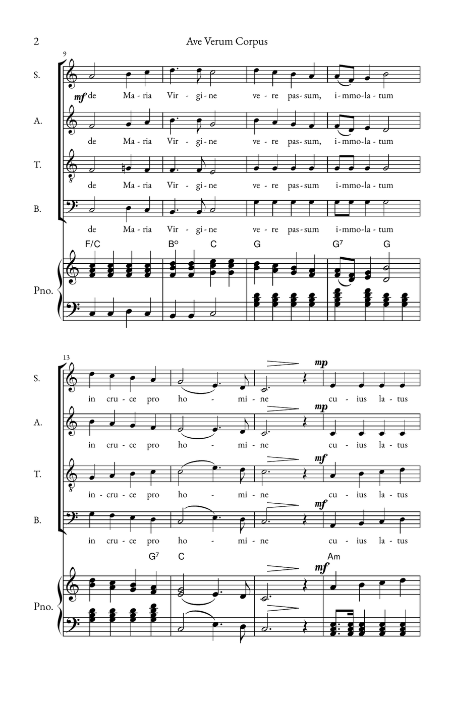 Ave Verum Corpus 4-Part scores gallery preview page 2