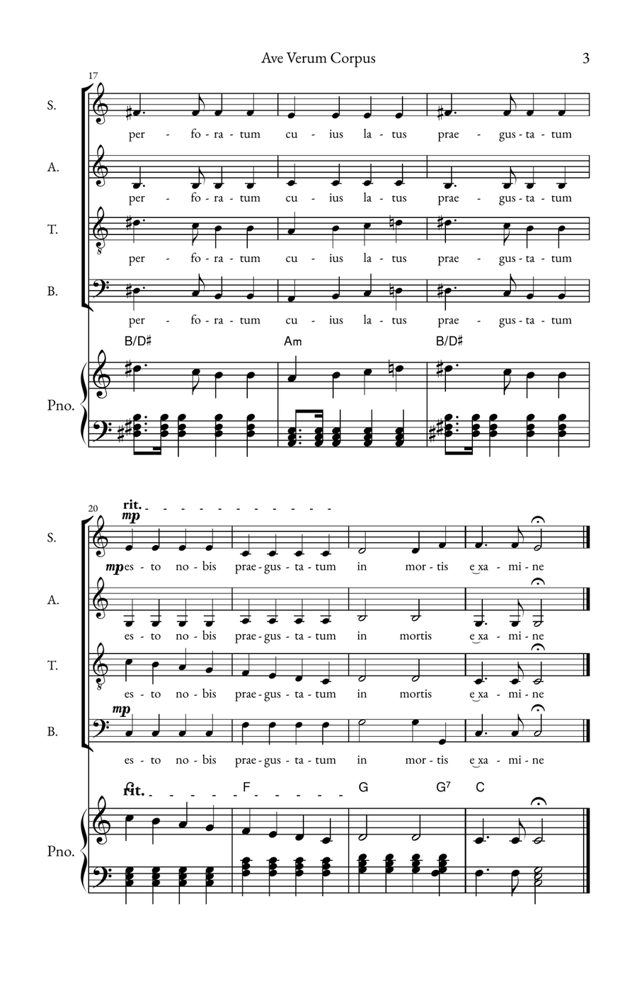 Ave Verum Corpus 4-Part scores gallery preview page 3