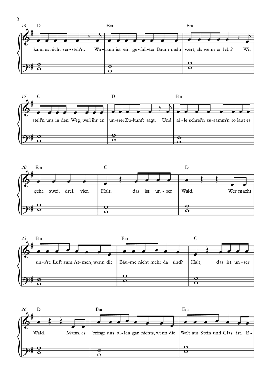 Halt, Das Ist Unser Wald Halt, Das Ist Unser Wald Easy Piano scores gallery preview page 2
