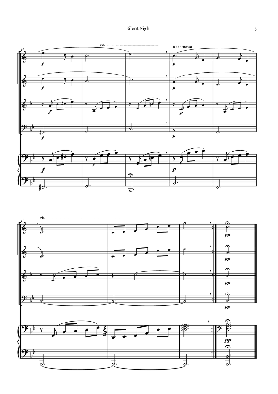 Silent Night | BEAUTIFUL Arrangement Brass Quartet scores gallery preview page 3