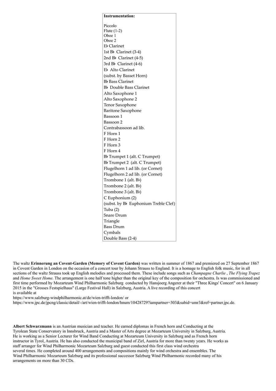 Erinnerung an Covent-Garden (Memory of Covent Garden) Concert Band scores gallery preview page 2