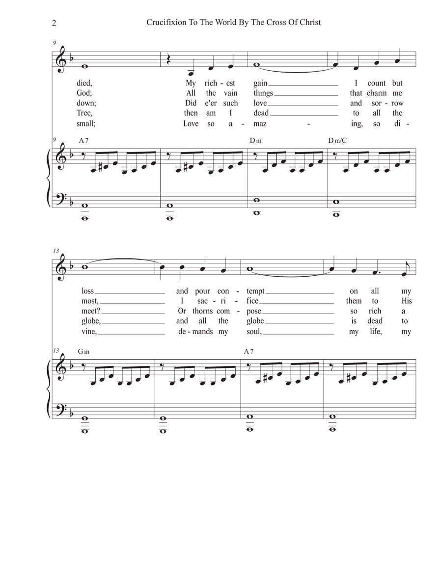 Crucifixion To The World By The Cross Of Christ (Unison choir) Unison Choir scores gallery preview page 2