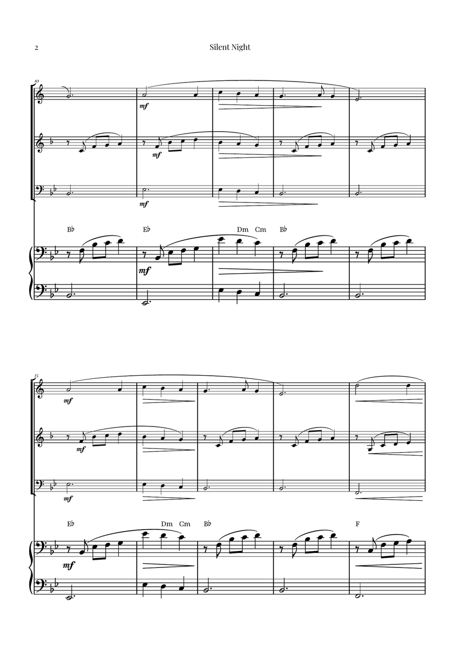 Silent Night | BEAUTIFUL Arrangement Brass Trio scores gallery preview page 2