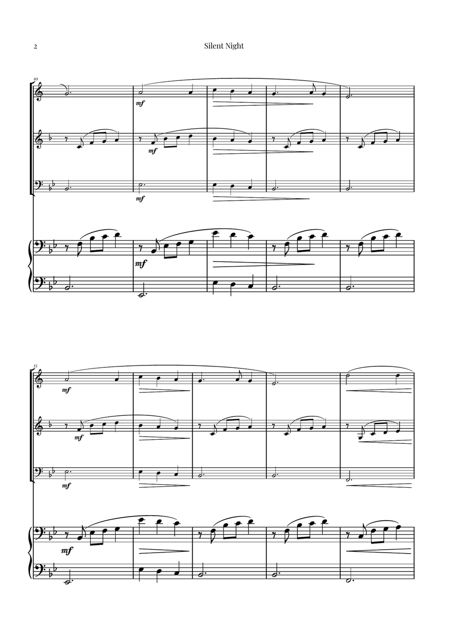 Silent Night | BEAUTIFUL Arrangement Brass Trio scores gallery preview page 2