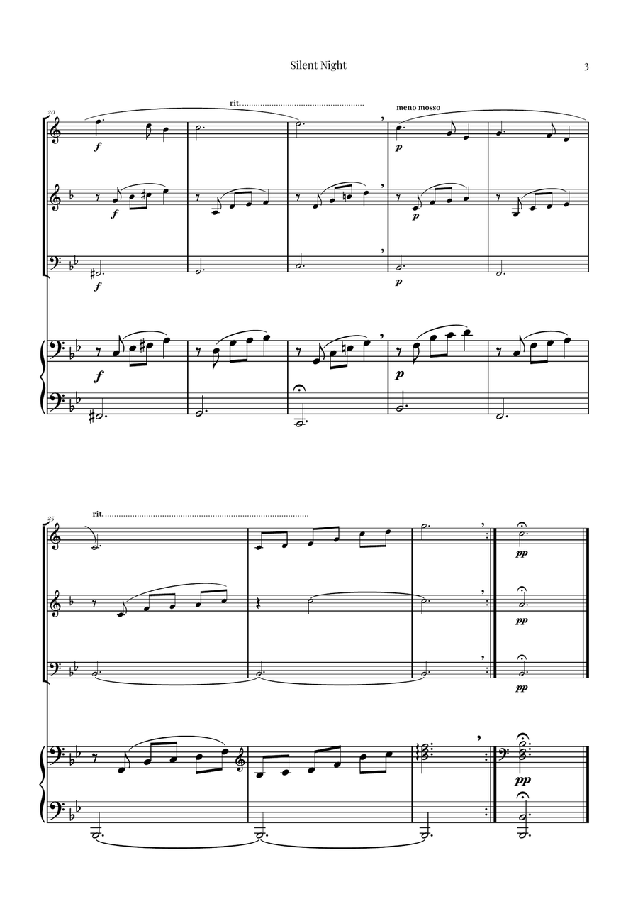 Silent Night | BEAUTIFUL Arrangement Brass Trio scores gallery preview page 3