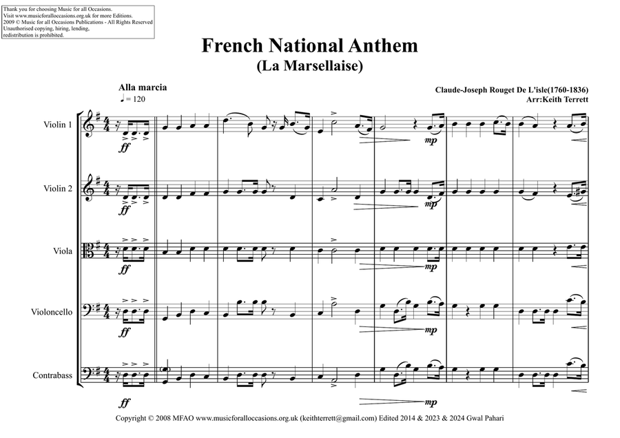 French Guianese National Anthem for String Orchestra String Orchestra scores gallery preview page 2