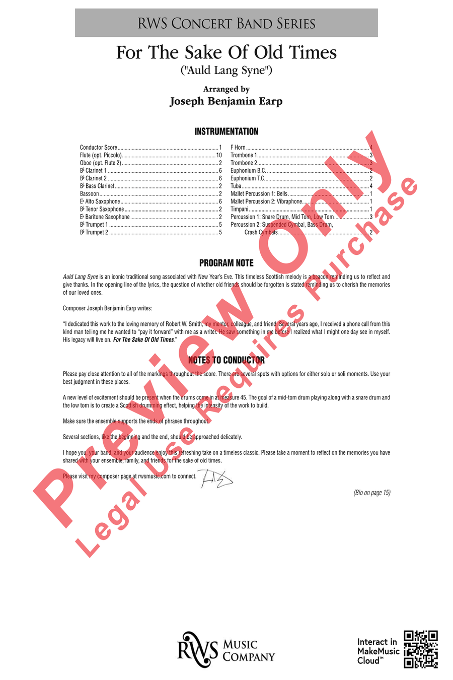 For The Sake Of Old Times Concert Band scores gallery preview page 3