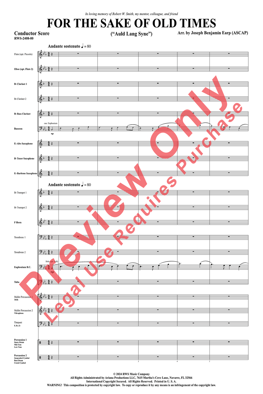 For The Sake Of Old Times Concert Band scores gallery preview page 4