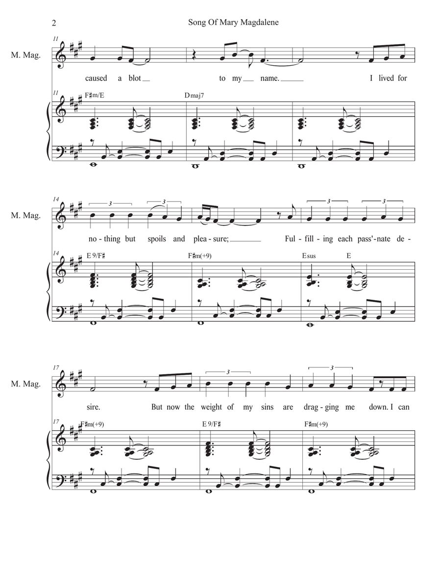 Song Of Mary Magdalene (Solos with 2-part choir - (Soprano and Tenor) 2-Part scores gallery preview page 2